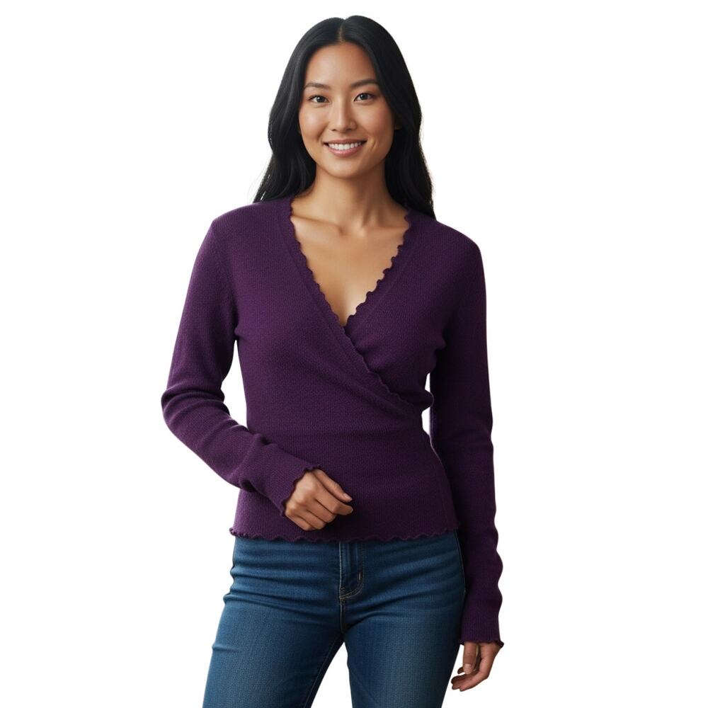 Casmari Purple Cashmere Blend Wrap Sweater